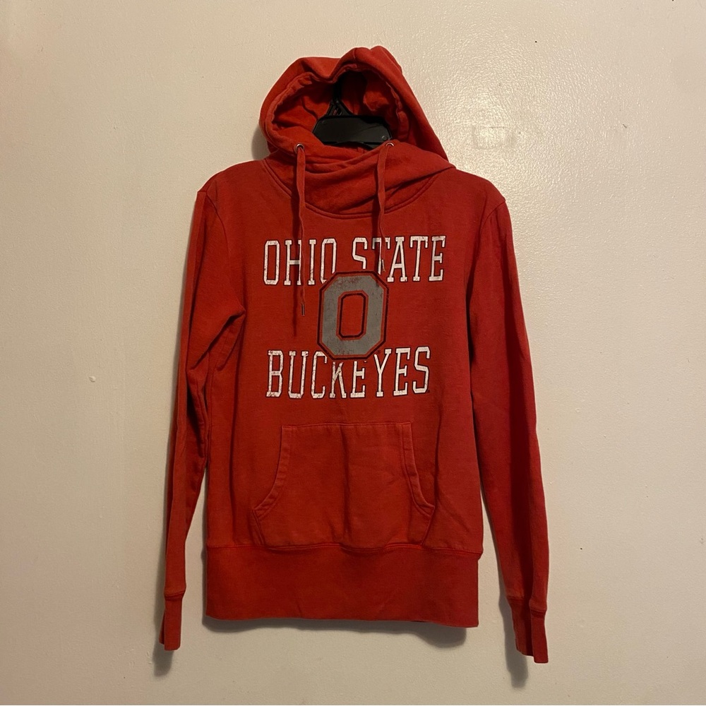 Ohio State Buckeye Hoodie Shirt Size Medium Red Pullover Drawstring Mens